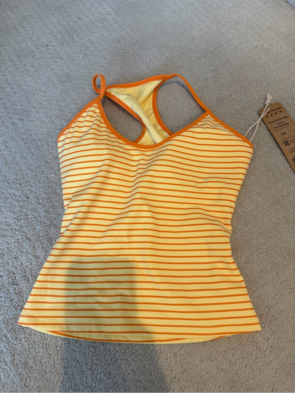 Striped Yellow & Orange Racerback Tank Top